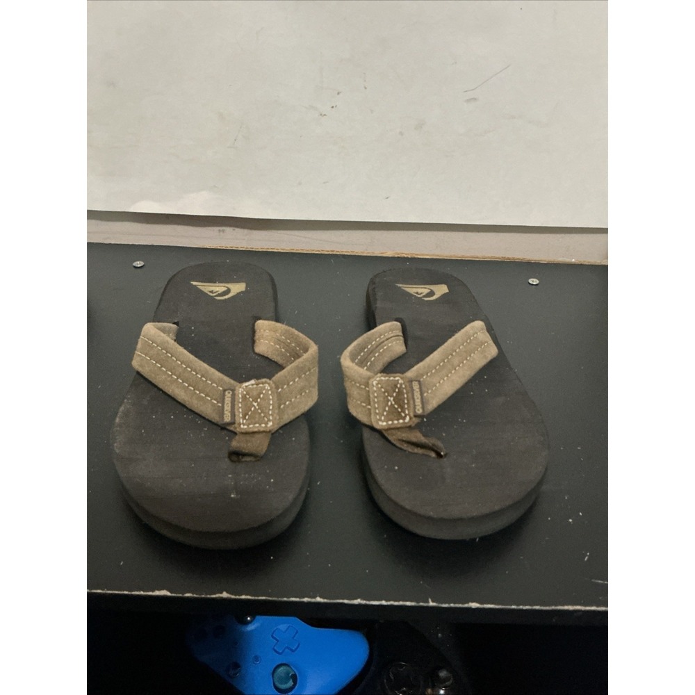Quiksilver Youth Carver Suede Strap Kids Flip Flop Sandal Brown 9” Heel - Toe